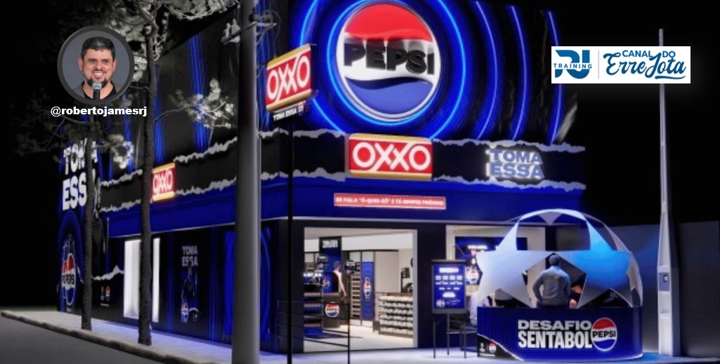Loja OXXO em São Paulo ambientada com identidade visual da Pepsi, destacando bebidas, conveniência e estratégias de consumo no varejo de proximidade.